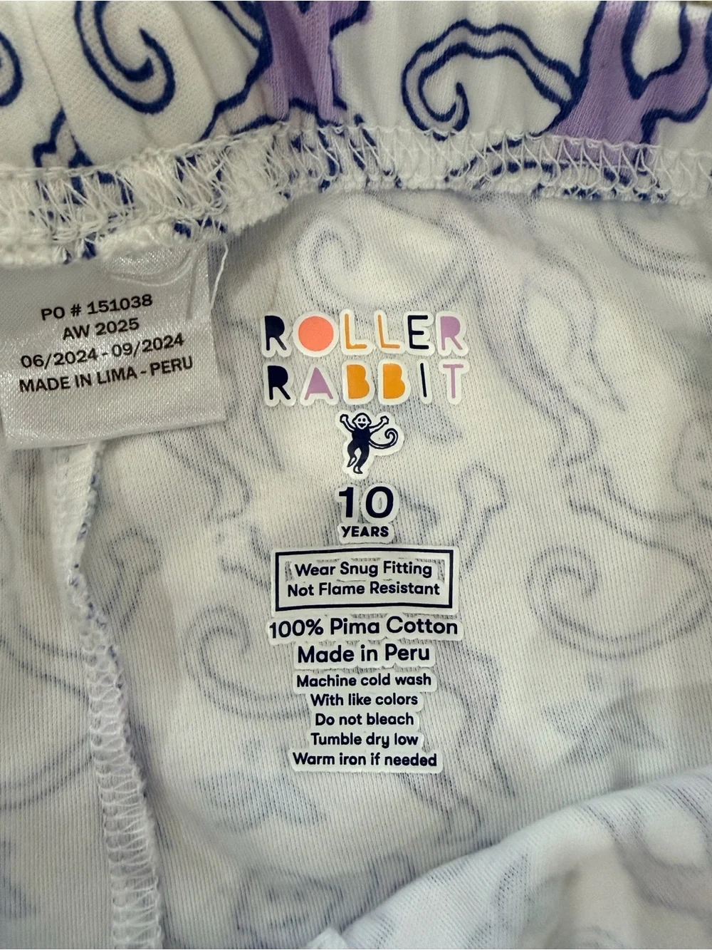 Roller Rabbit Cream and Purple Monkey Kids Pajama Set